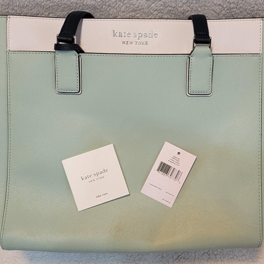Kate Spade Cameron Colorblock Laptop Spring tote large & Wallet Bundle - Picture 7 of 7